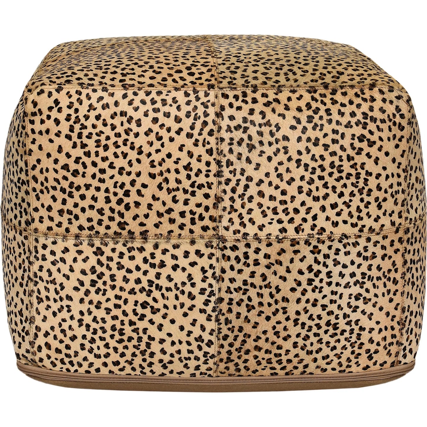 002 SI-2243878 | Additional Silo | Leopard  Camel Floor Cushion Pouf by Villa by Classic Home in camel, black. Made from 100% cow hide in a eclectic & global style.