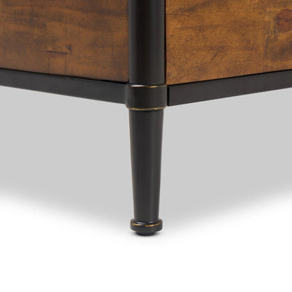 Juno Bed by Four Hands in reclaimed natural, dark bronze. Made from solid reclaimed pine, iron in a transitional style.