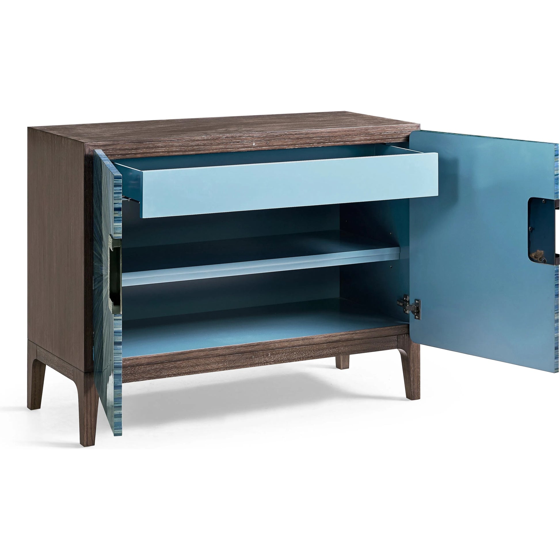 Sapphire Accent Chest by Jonathan Charles in azure blue straw. Made from main straw in a unique style.