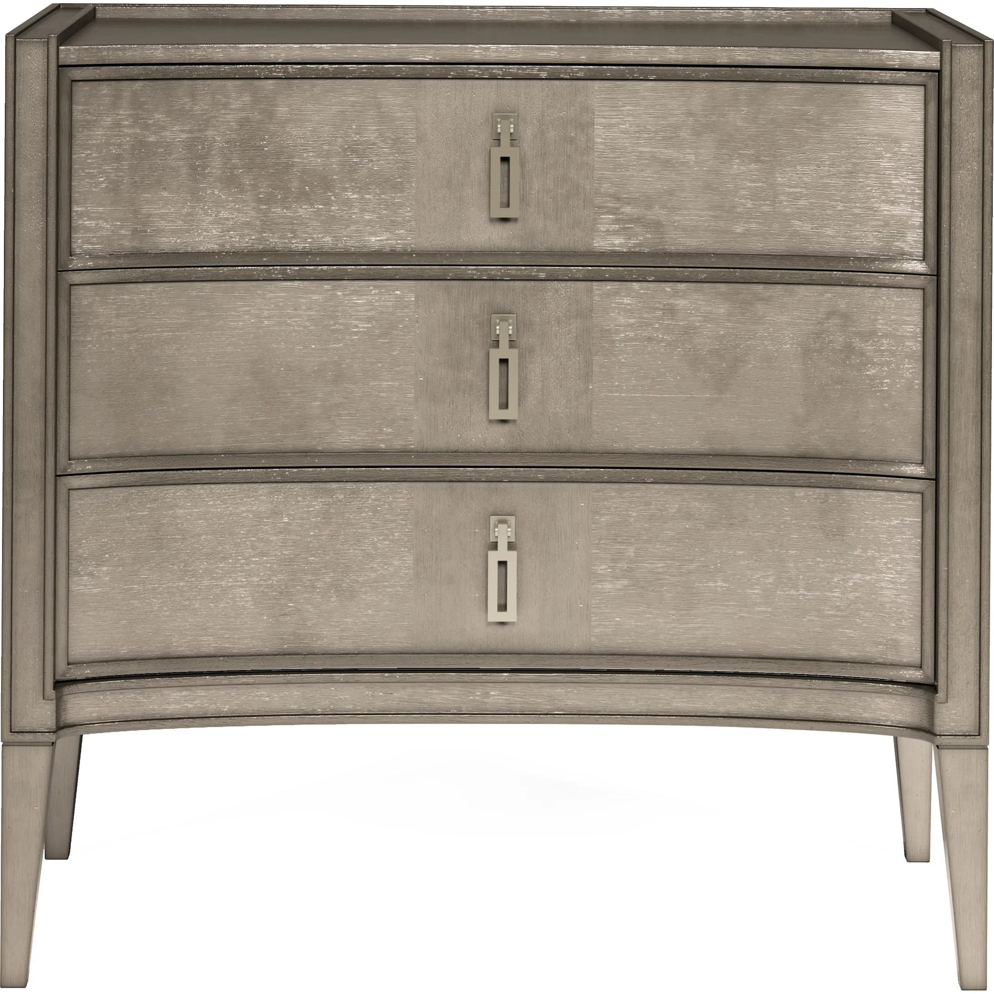 Cove Nightstand by A.R.T. Furniture in grey and mica. Made from rubberwood solids, primavera veneers, metal in a traditional style.