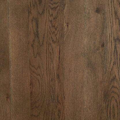 Pryor Dining Table by Four Hands in smoked grey and smoked gray. Made from thick oak veneer, solid oak, engineered hardwood in a modern style.