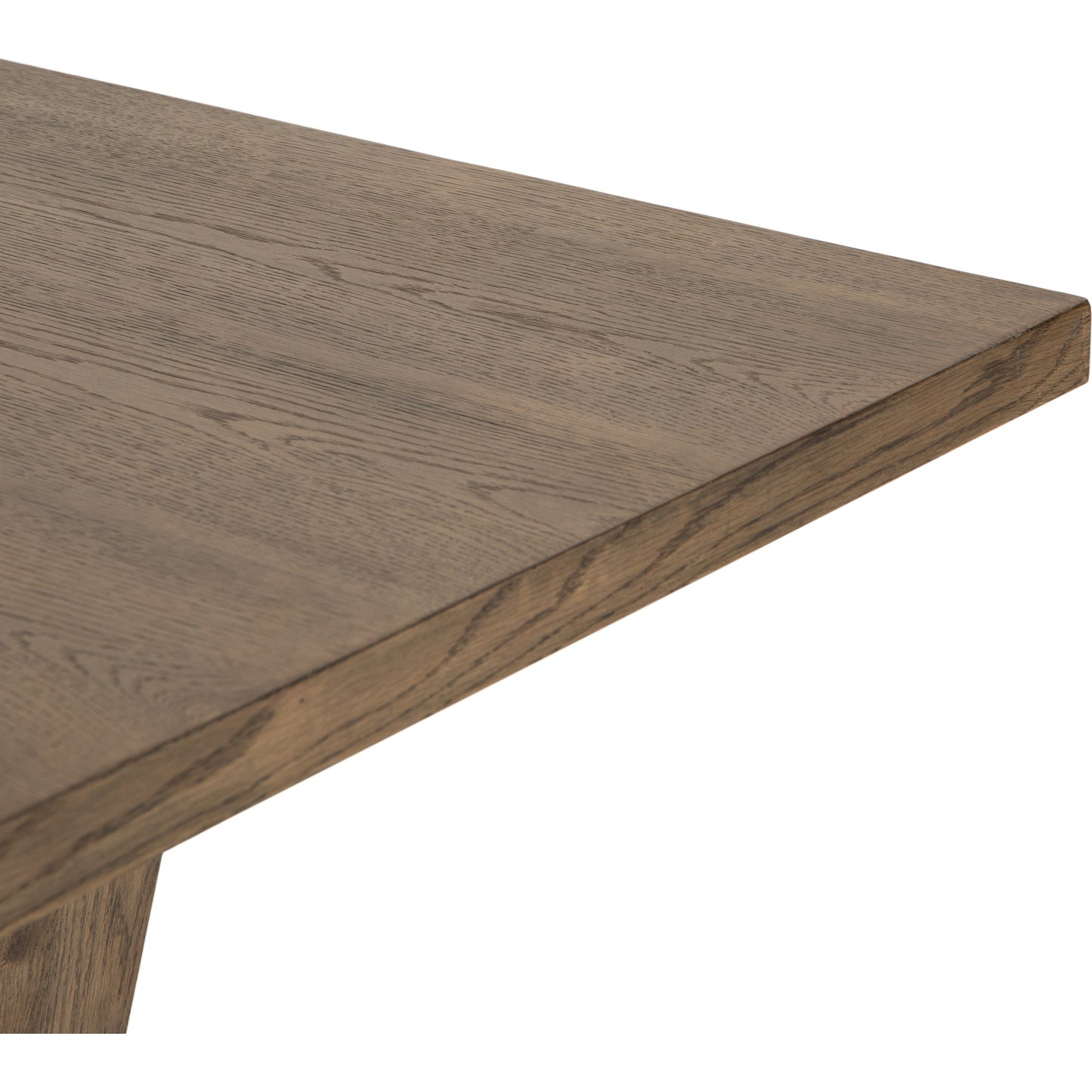 007 SI-1716431 | Closeup | Pryor Dining Table by Four Hands in smoked grey and smoked gray. Made from thick oak veneer, solid oak, engineered hardwood in a modern style.