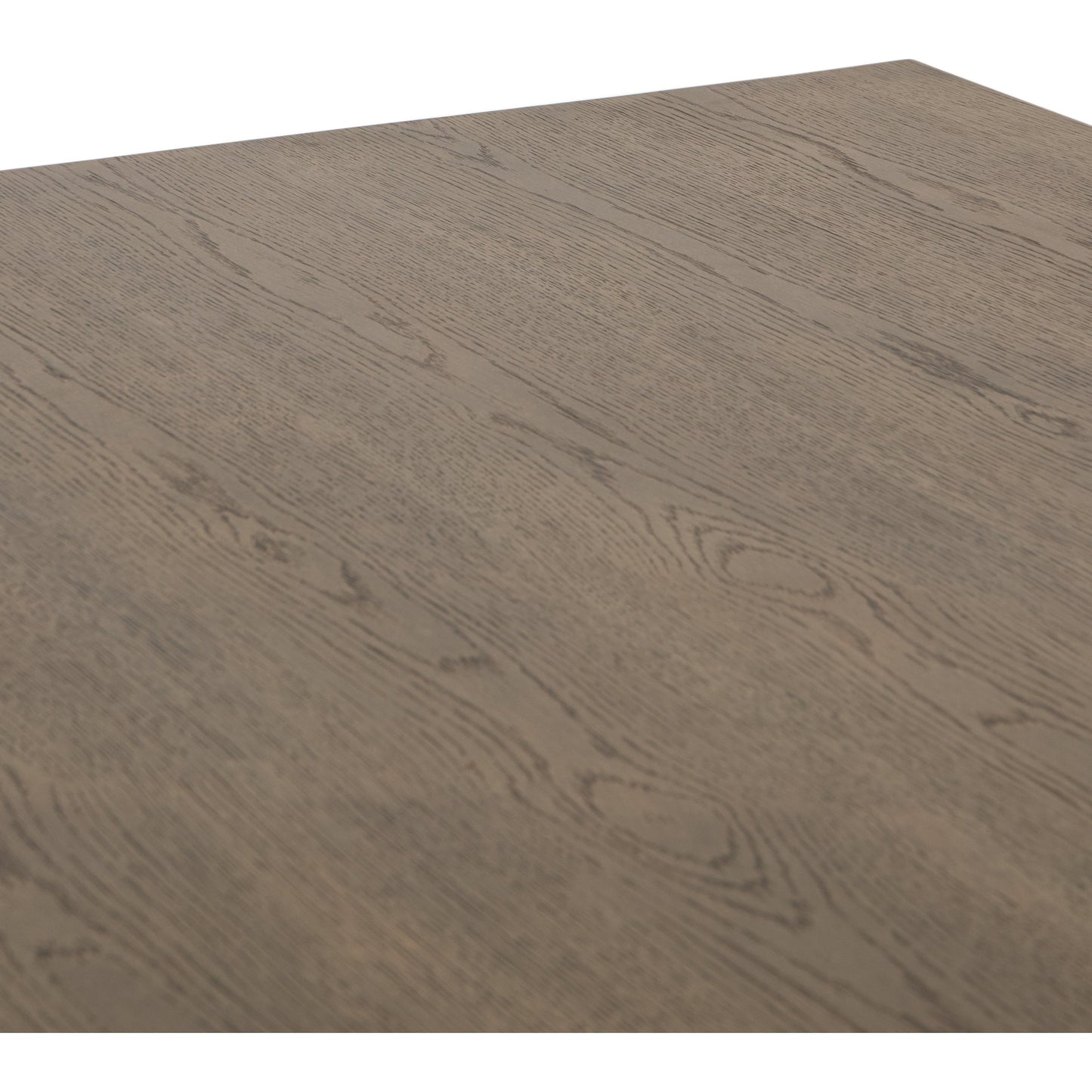 008 SI-1716431 | Closeup | Pryor Dining Table by Four Hands in smoked grey and smoked gray. Made from thick oak veneer, solid oak, engineered hardwood in a modern style.