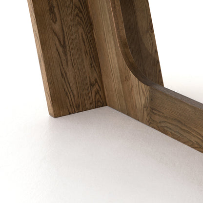 Pryor Dining Table by Four Hands in smoked grey and smoked gray. Made from thick oak veneer, solid oak, engineered hardwood in a modern style.