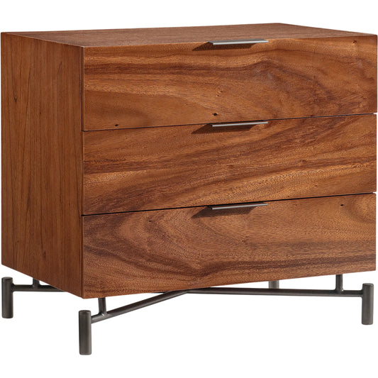 Loft Brasea 3 Drawer Nightstand by Bernhardt in brown. Made from wood, metal in a unique style.
