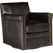 Potter Swivel Club Chair by Hooker Furniture. Made from leather in a traditional style.