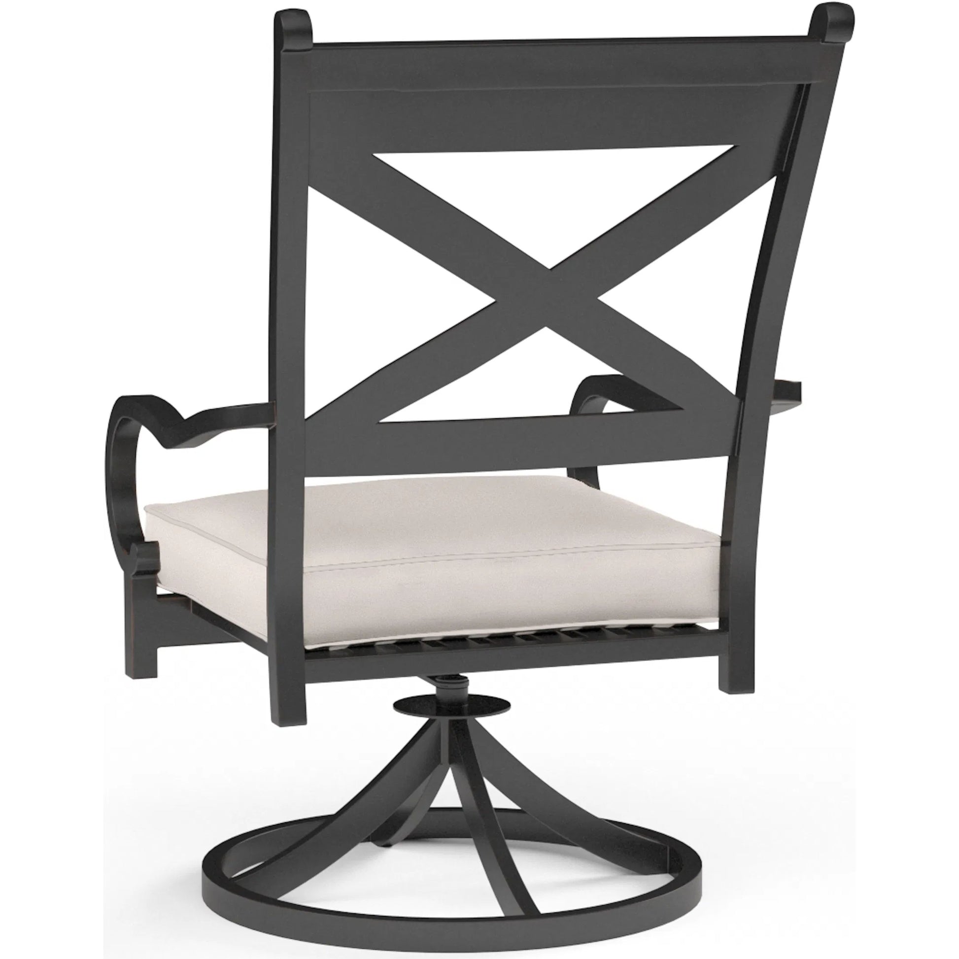 Monterey Outdoor Swivel Dining Chair by Sunset West in browns. Made from aluminum in a cottage & farmhouse style.
