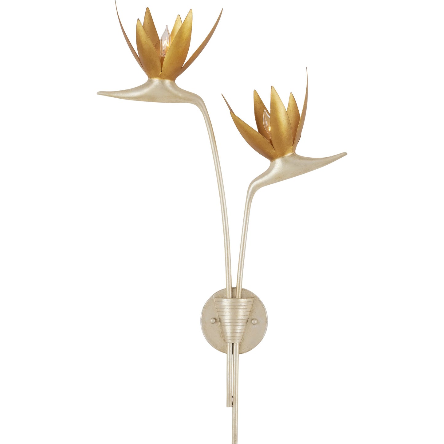 031 SI-2007837 | Additional Silo | Paradiso Wall Sconce by Currey and Company in contemporary silver leaf, contemporary gold leaf. Made from wrought iron in a modern style.