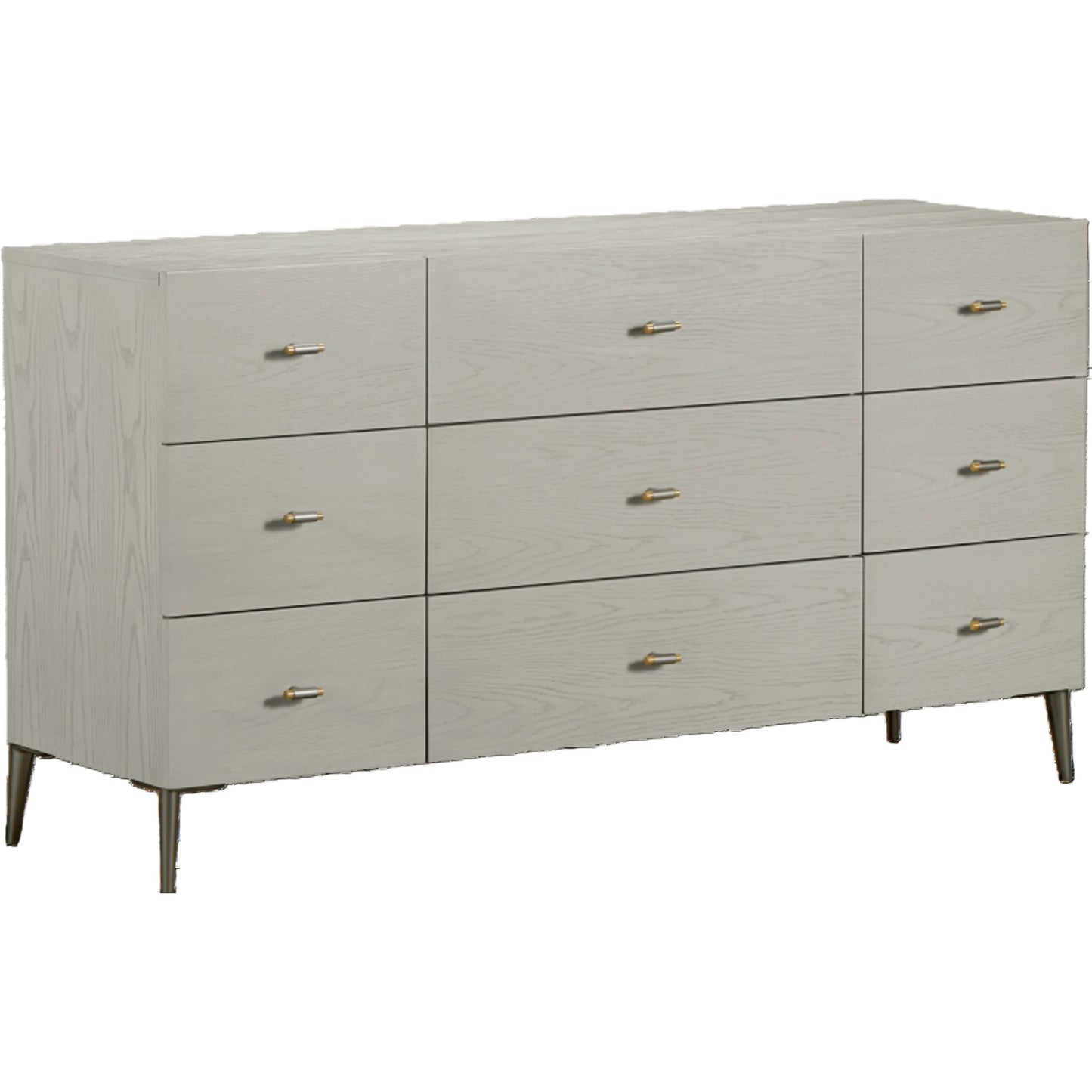 001 SI-2130618 | Primary Silo | Zest 9 Drawer Dresser by Zest in cream. Made from oak veneer, metal feet in a modern style.