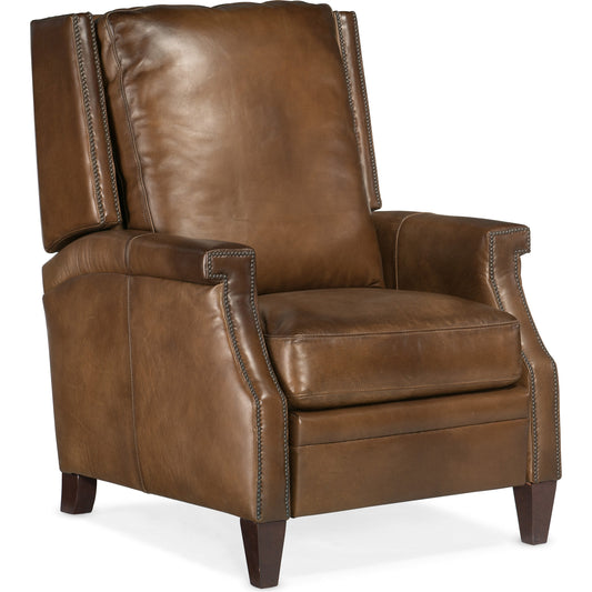 Collin Manual Push Back Recliner by Hooker Furniture in checkmate pawn. Made from leather in a unique style.