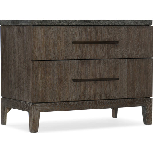 001 SI-1749292 | Additional Silo | Miramar Aventura San Marcos Stone Top Nightstand by Hooker Furniture in smoky arabica, bluestone. Made from white oak, pine knotty oak veneer in a unique style.