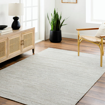 Verna VRA-2300 Indoor/Outdoor Rug by Surya in cream, light gray, medium gray, taupe. Made from 100% recycled pet yarn in a unique style.