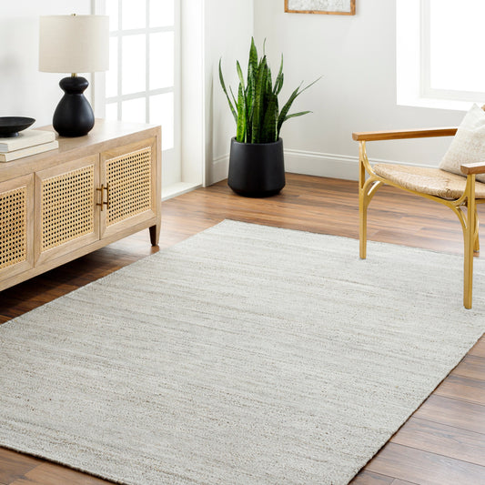 Verna Rug - 32236 by Surya in cream, light gray, medium gray, taupe. Made from 100% recycled pet yarn in a unique style.