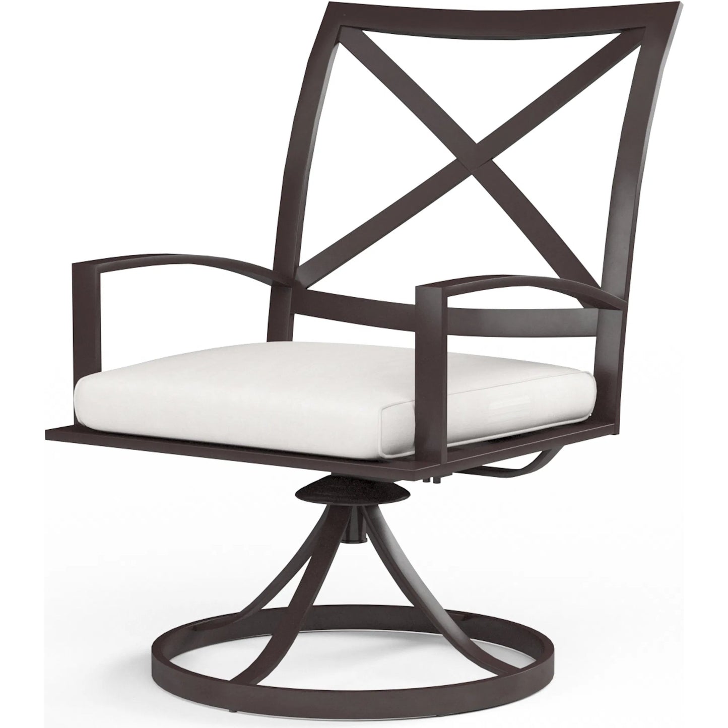 001 SI-2166998 | Primary Silo | La Outdoor Jolla Swivel Dining Chair by Sunset West in espresso. Made from aluminum in a modern style.