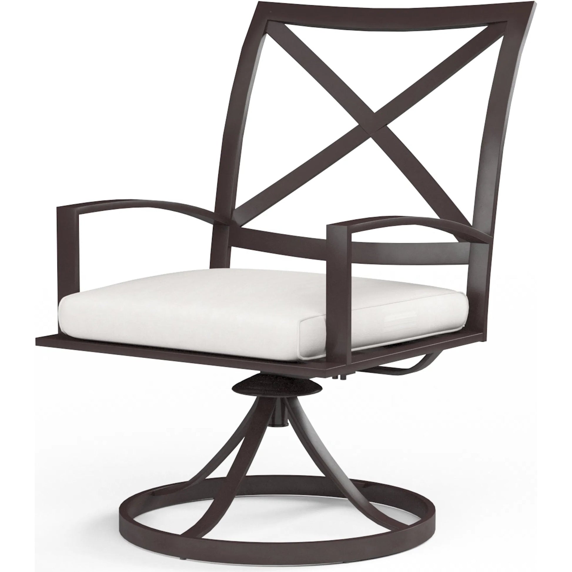 La Outdoor Jolla Swivel Dining Chair by Sunset West in espresso. Made from aluminum in a modern style.