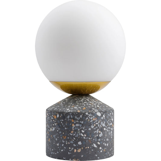 Verve Globe Lamp by Livabliss in body: aqua, gray, base: gray, shade: white, cord: black and polished. Made from body: cement, base: cement, shade (outside): glass in a modern style.