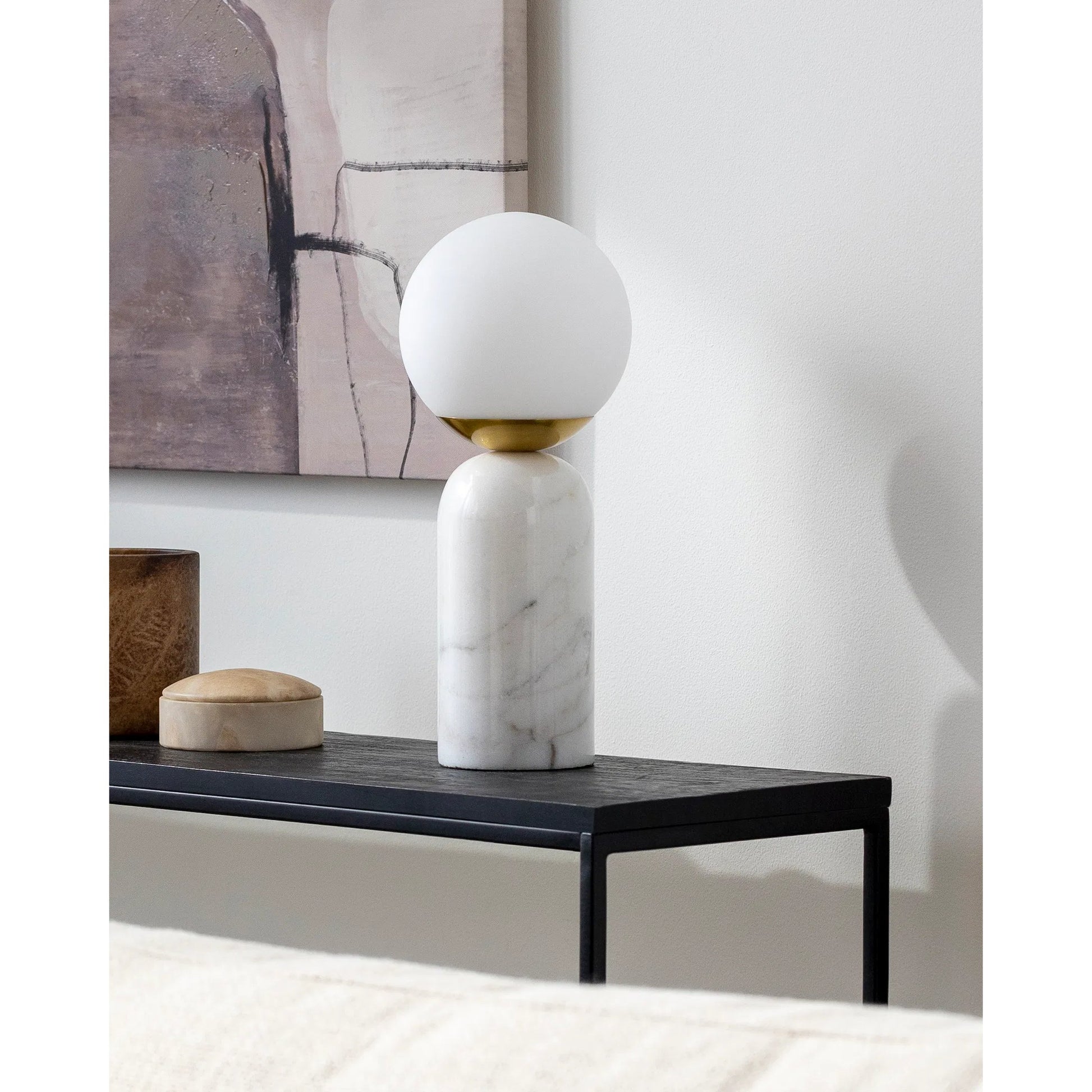 Verve Globe Lamp by Livabliss. Made from body: marble, shade (outside): glass in a modern style.