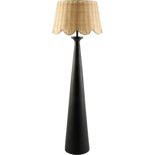 Virello Accent Floor Lamp by Surya in brown, metallic gold, black and painted. Made from resin, rattan, iron in a unique style.