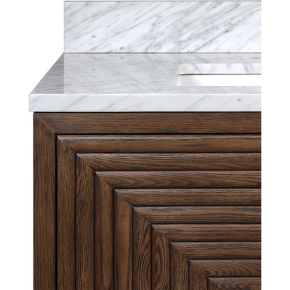 Morombe 36" Marble Vanity with Undermount Sink by Currey and Company in cocoa, white. Made from oak solids, veneers, carrara marble, vitreous china in a unique style.