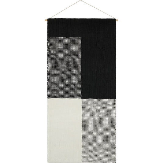 Versay Wall Hanging Decor by Surya in black, ivory. Made from recycled pet yarn, wood in a unique style.