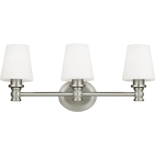 Xavierre Vanity by Generation Lighting in satin nickel. Made from steel in a modern style.