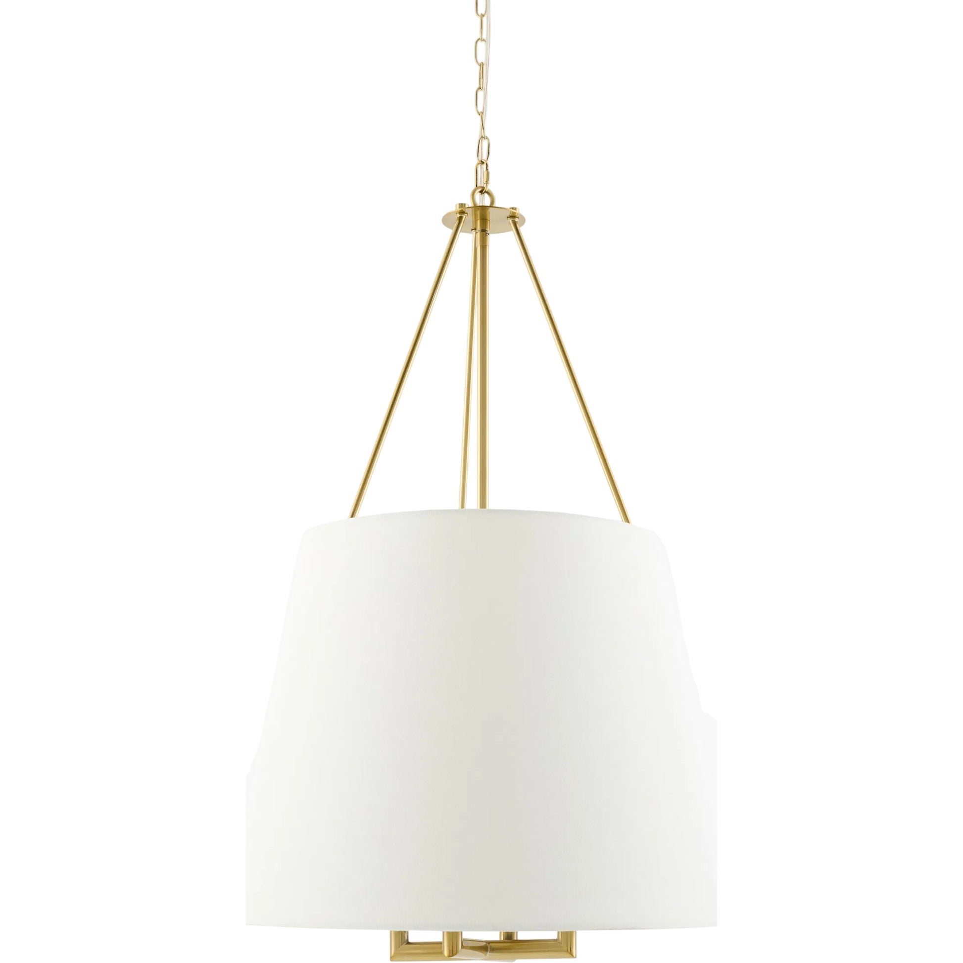 Visse Chandelier by Surya in electroplated. Made from iron, linen, polyester in a transitional style.