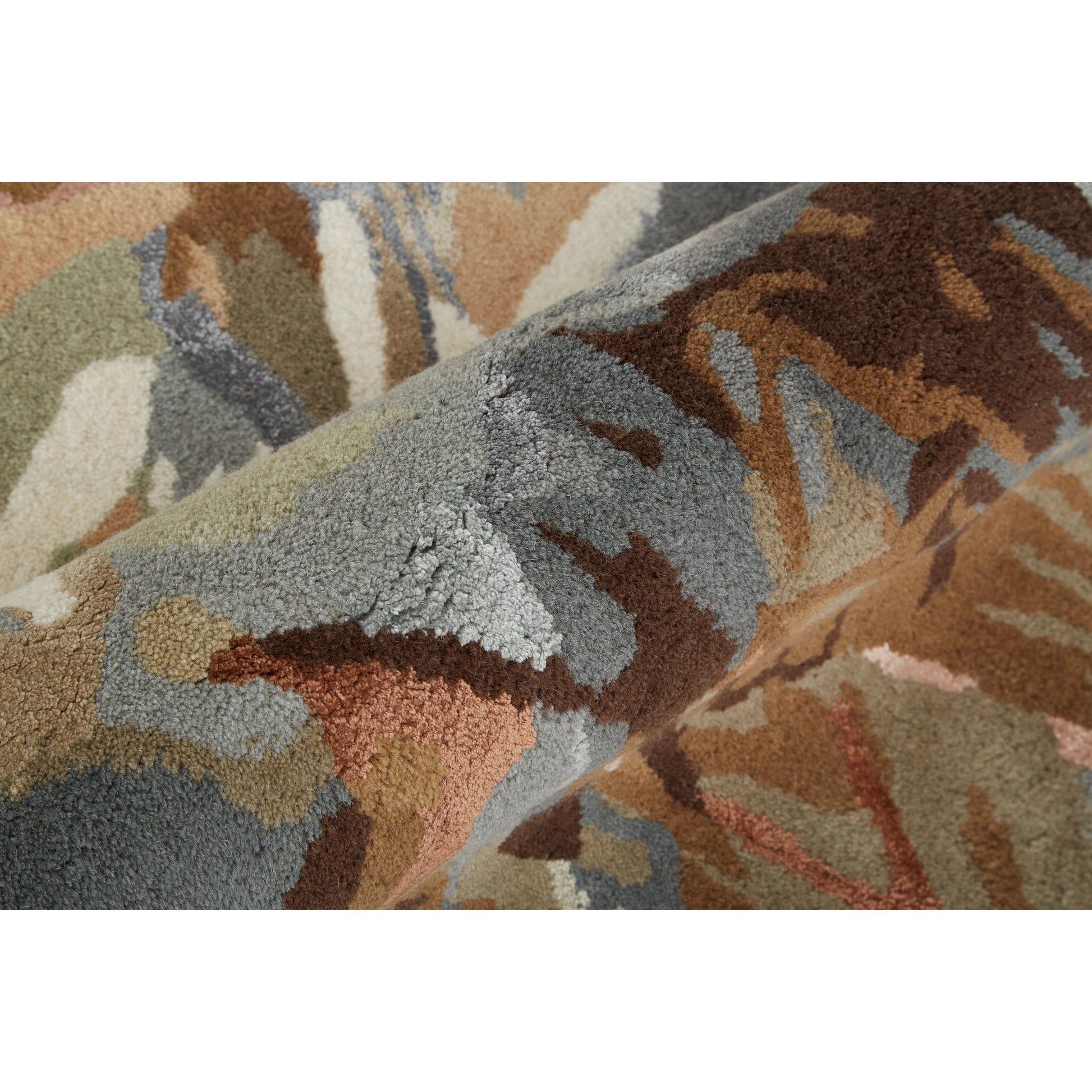 Dafney Transitional & Botanical Rug - 8868F by Feizy in tan, gray, green. Made from viscose, wool in a unique style.