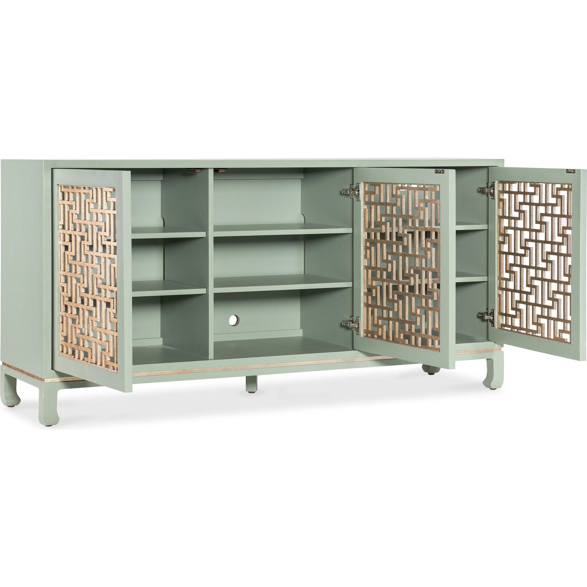 Commerce & Market Trellis Entertainment Credenza by Hooker Furniture in greens and light green, silver. Made from unique in a unique style.