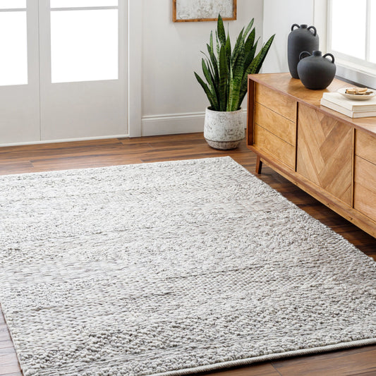 Vesta Rug - 32239 by Surya in gray. Made from 100% recycled pet yarn in a unique style.