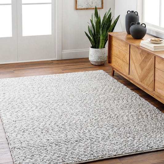 Vesta Rug - 32241 by Surya in gray. Made from 100% recycled pet yarn in a unique style.