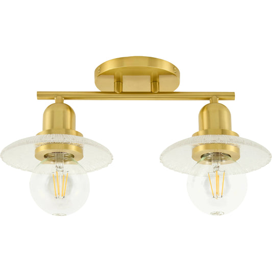 Vastrav 2-Light Wall Sconce by Surya in metallic brass, clear. Made from iron, glass in a transitional style.