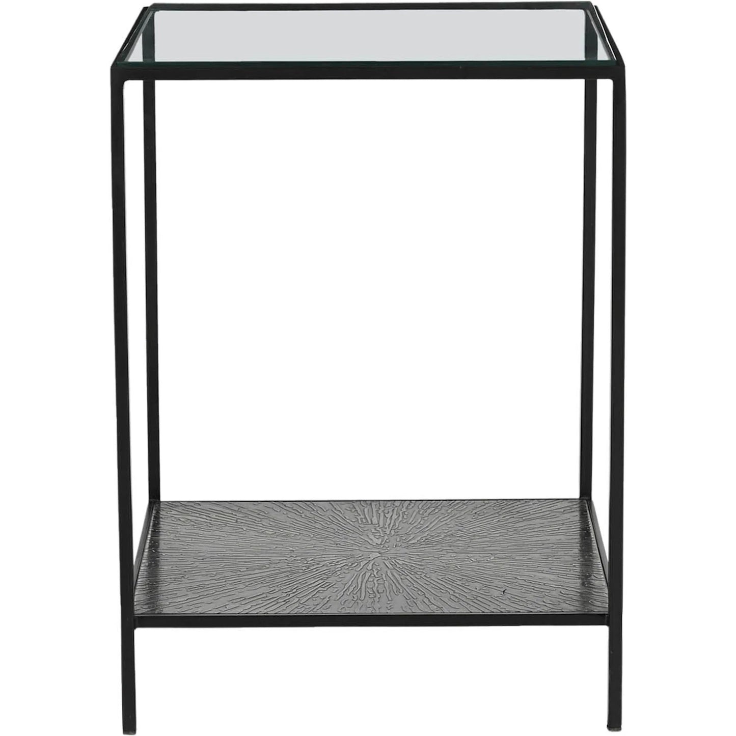 002 SI-2527566 | Additional Silo | Venus Side Table by LH Imports in matte black. Made from iron, tempered glass in a unique style.