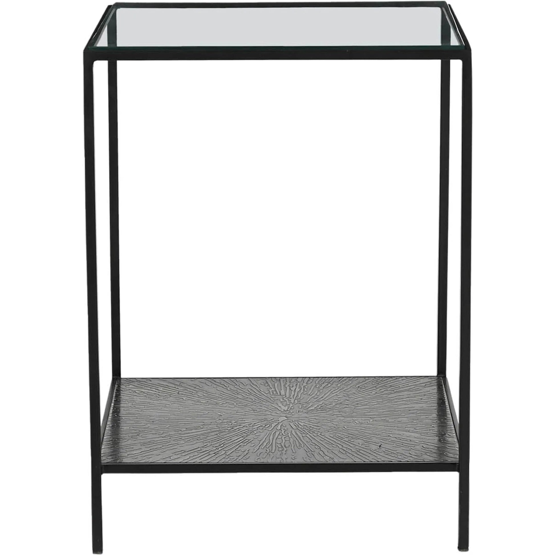 Venus Side Table by LH Imports in matte black. Made from iron, tempered glass in a unique style.