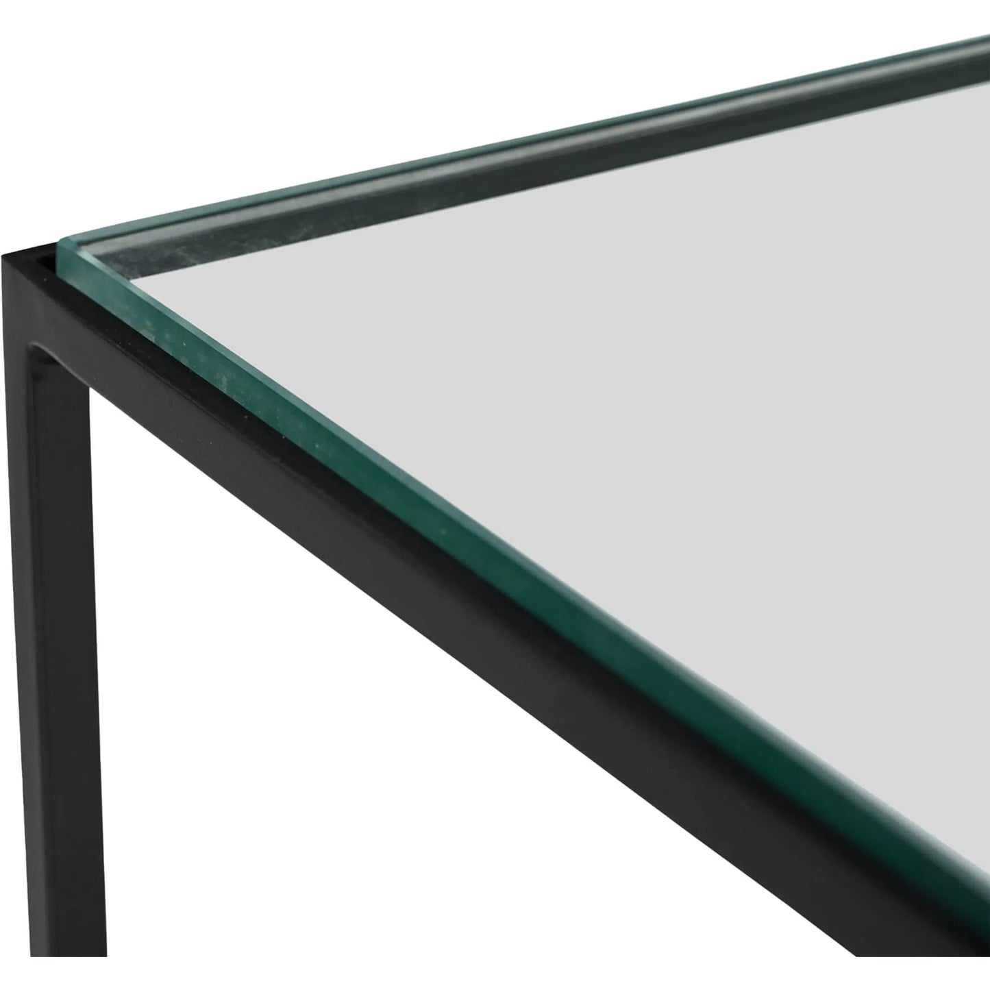 003 SI-2527566 | Closeup | Venus Side Table by LH Imports in matte black. Made from iron, tempered glass in a unique style.