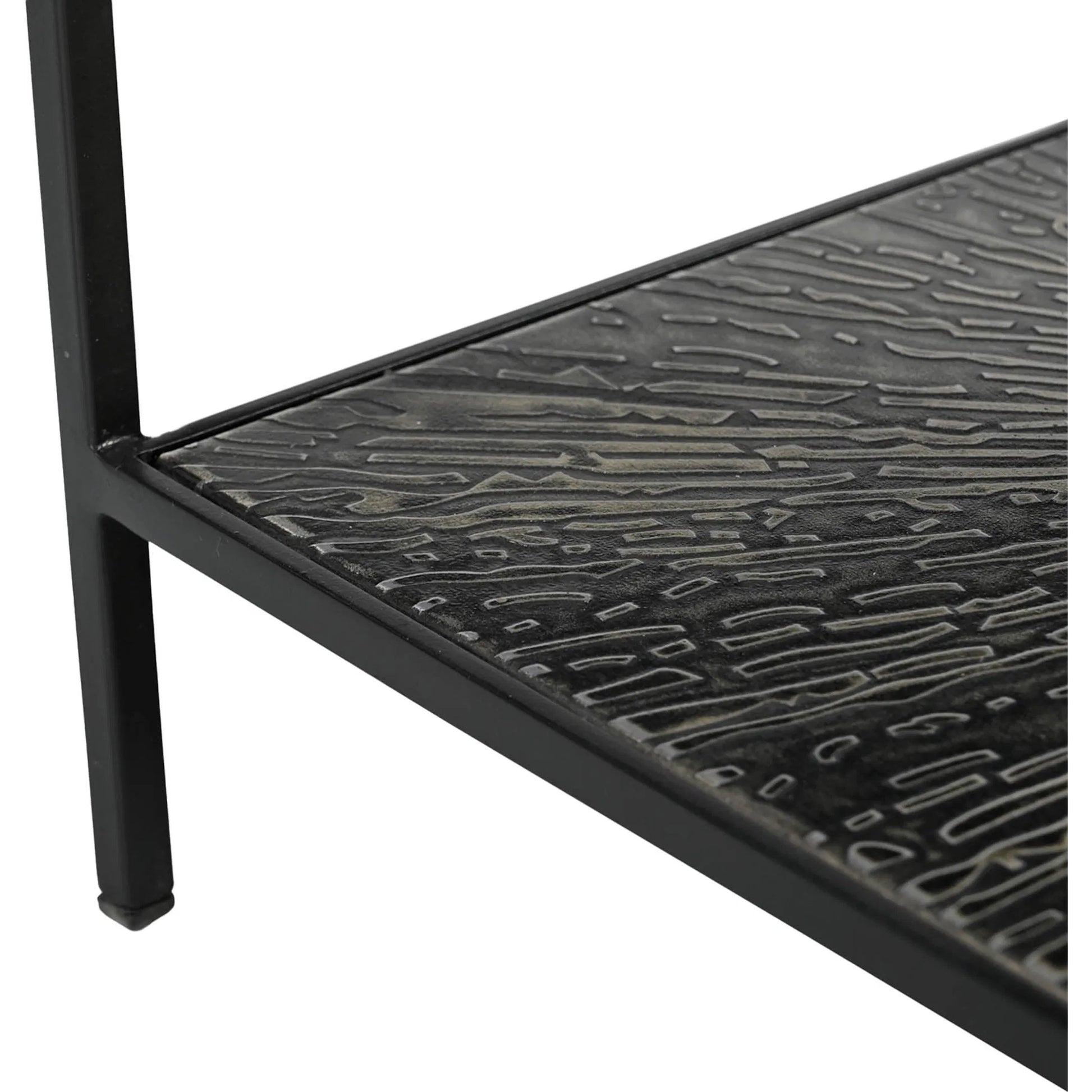 Venus Side Table by LH Imports in matte black. Made from iron, tempered glass in a unique style.