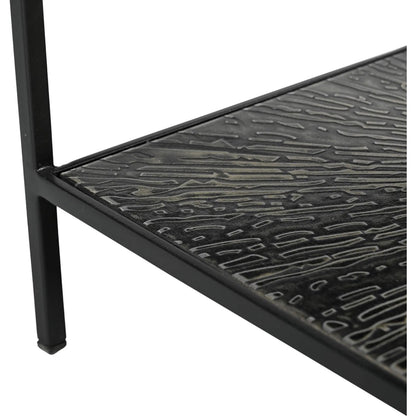 Venus Side Table by LH Imports in matte black. Made from iron, tempered glass in a unique style.