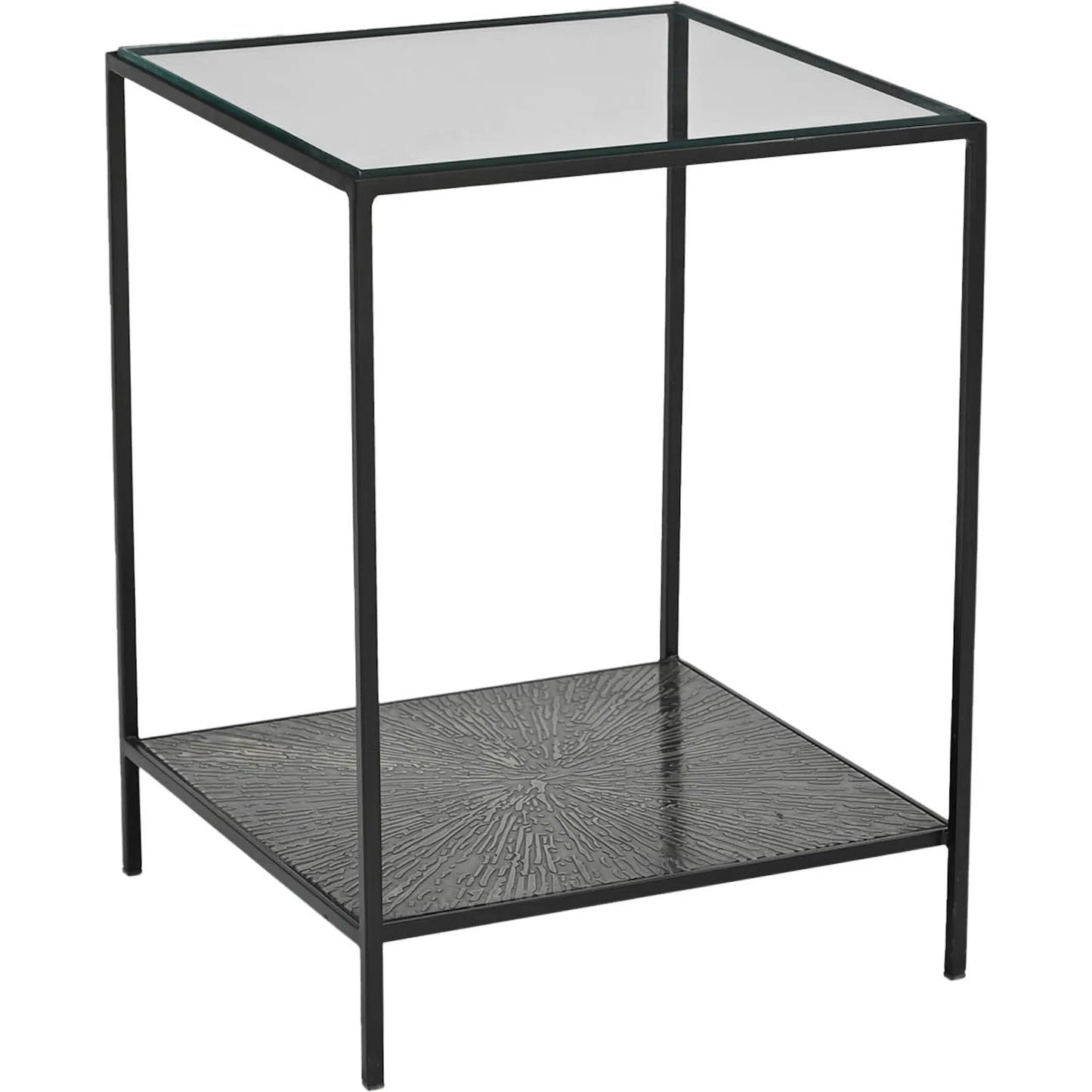 001 SI-2527566 | Primary Silo | Venus Side Table by LH Imports in matte black. Made from iron, tempered glass in a unique style.
