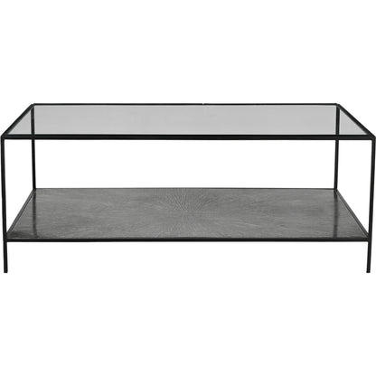 Venus Coffee Table by LH Imports in matte black. Made from iron, tempered glass in a unique style.