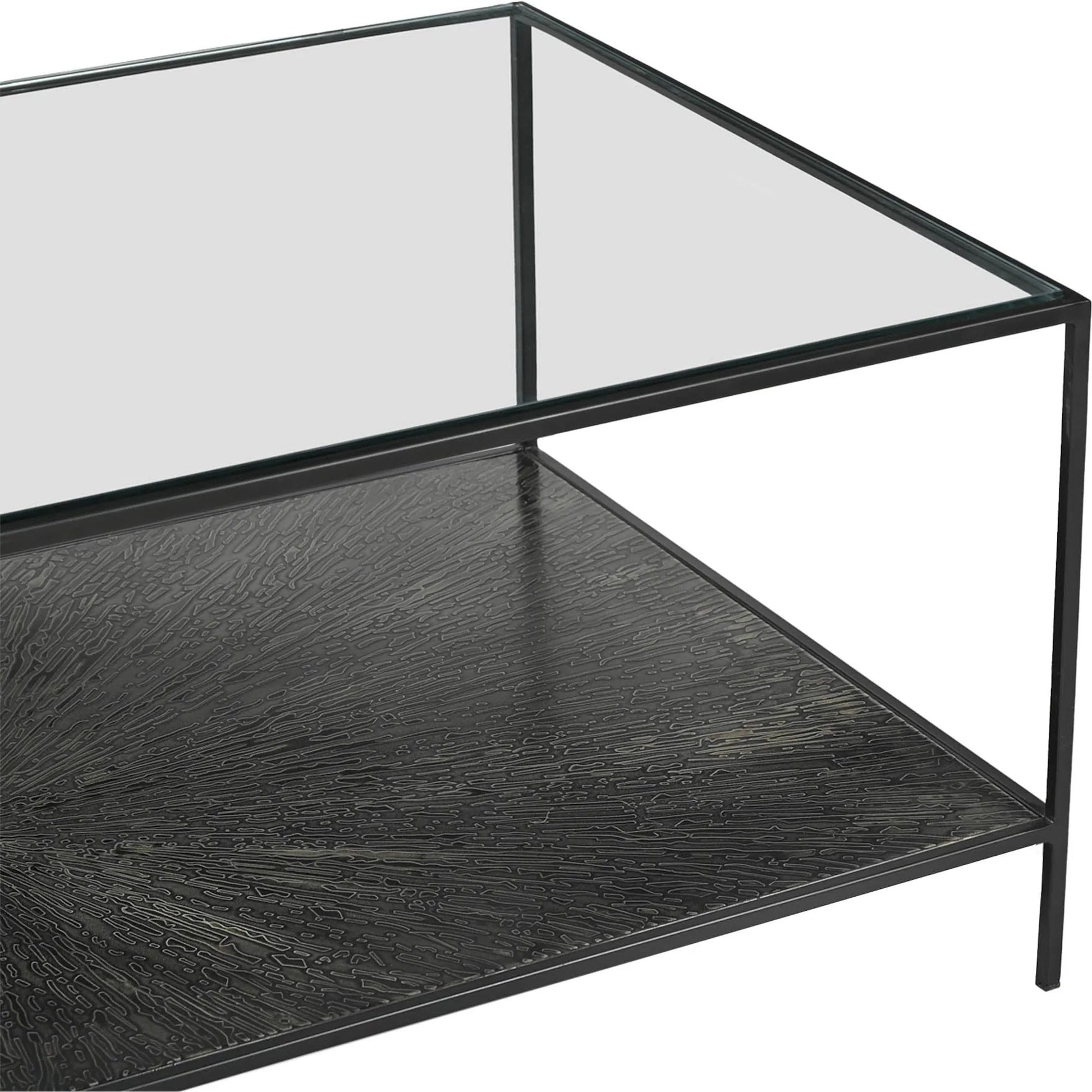 Venus Coffee Table by LH Imports in matte black. Made from iron, tempered glass in a unique style.