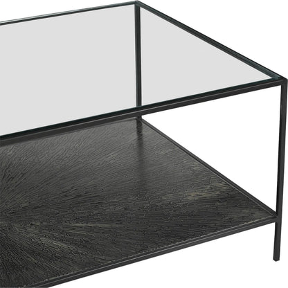 Venus Coffee Table by LH Imports in matte black. Made from iron, tempered glass in a unique style.