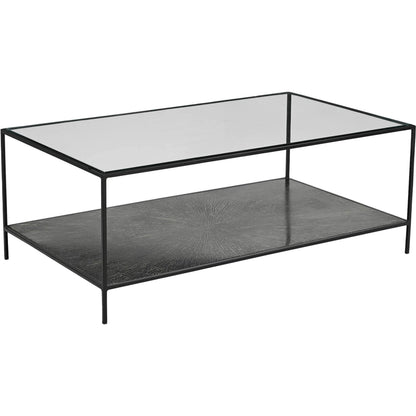 Venus Coffee Table by LH Imports in matte black. Made from iron, tempered glass in a unique style.