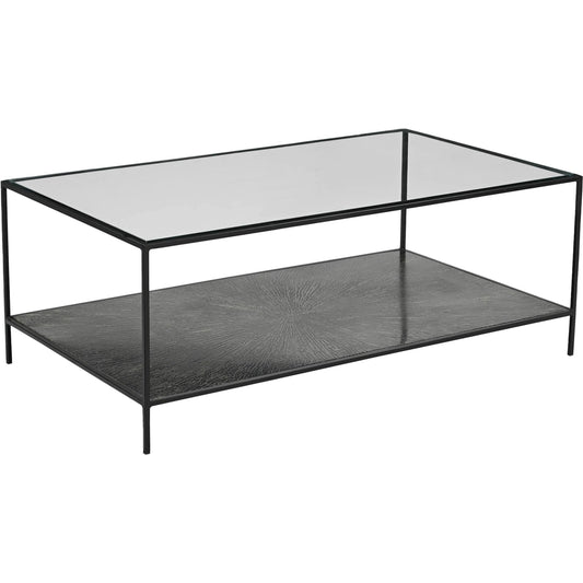 Venus Coffee Table by LH Imports in matte black. Made from iron, tempered glass in a unique style.