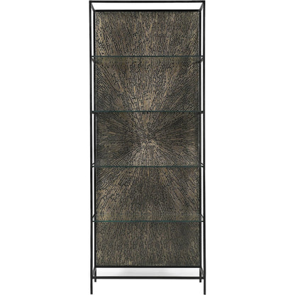 Venus Bookcase by LH Imports in matte black. Made from iron, tempered glass in a unique style.