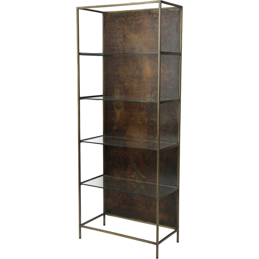 Venus Bookcase by LH Imports in brass and antique brass. Made from iron, glass in a modern style.