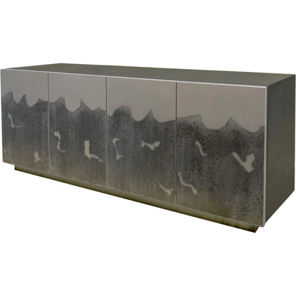 Callisto Sideboard by LH Imports in dark grey and antique, etched. Made from iron in a modern style.