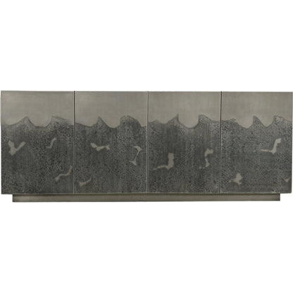 Callisto Sideboard by LH Imports in dark grey and antique, etched. Made from iron in a modern style.