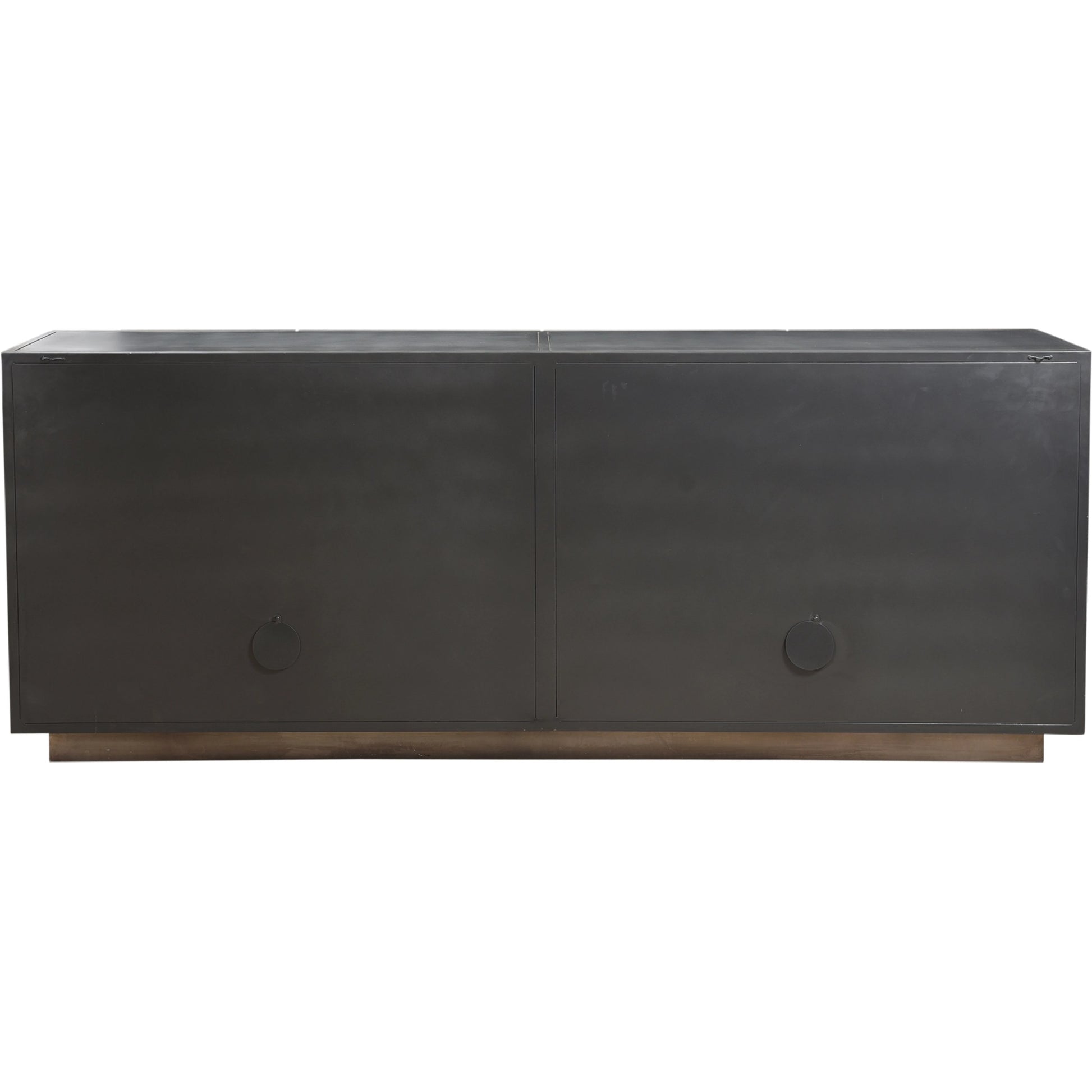 Callisto Sideboard by LH Imports in dark grey and antique, etched. Made from iron in a modern style.