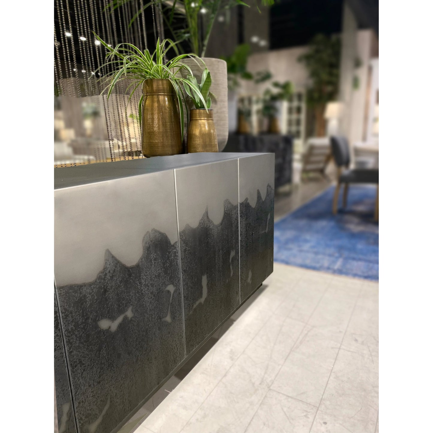 006 SI-2004164 | Lifestyle | Callisto Sideboard by LH Imports in dark grey and antique, etched. Made from iron in a modern style.