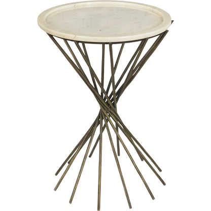 Astra Side Table by LH Imports in white, brass and antique brass. Made from iron, marble in a unique style.
