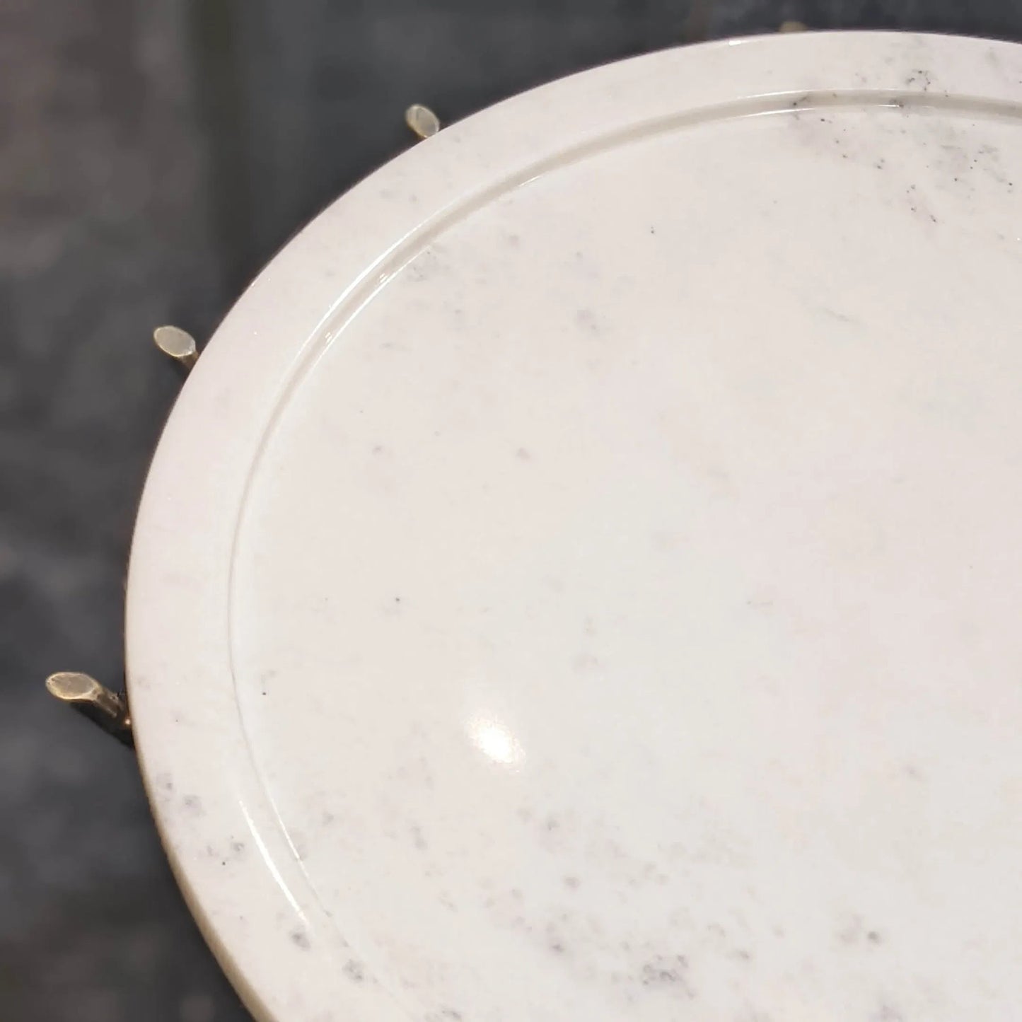 004 SI-2533528 | Closeup | Astra Side Table by LH Imports in white, brass and antique brass. Made from iron, marble in a unique style.